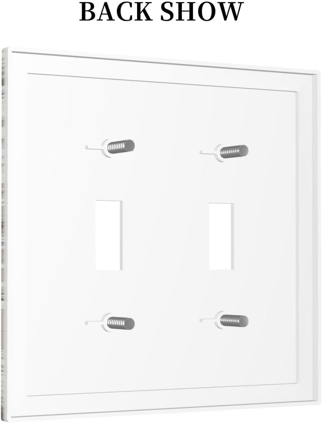 White Poppies Floral Modern Grey Peonies Flowers Decorative Switch Plates 2 Gang Double Toggle Outlet Light Switch Cover Wall Plate Electrical Faceplate for Bedroom Bathroom Decor