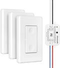 DEWENWILS Wireless Wall Light Switch Kit, 10A/1200W, No WiFi Needed Remote Control Switch for Small Appliance, Lamps, Lighting Fixture, No in-Wall Wiring, Long RF Range, 3 Pack Switches+1 Receiver