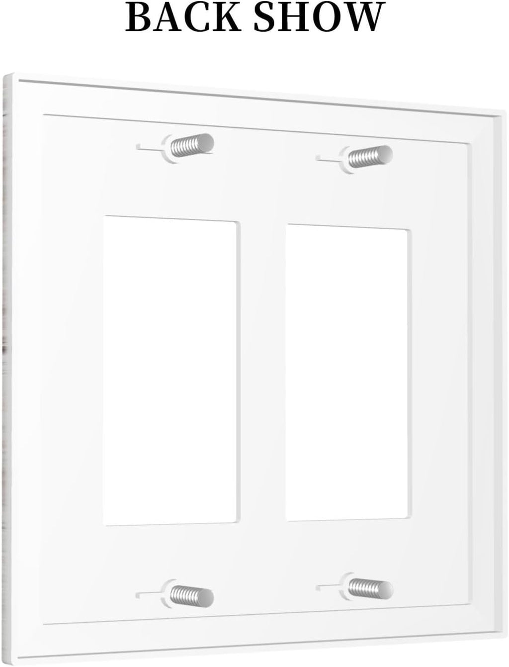 Decorative Outlet Covers Rustic Vintage White Wood Grain 2 Gang Double GFCI Rocker Electrical Wall Panels Light Switch Cover Plate for Farmhouse Home Decor