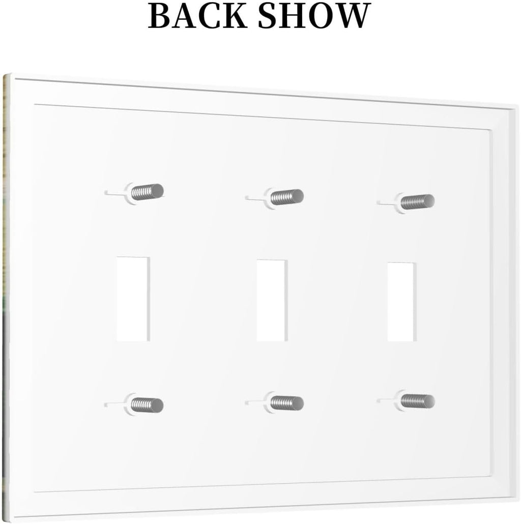 Decorative Light Switch Cover Plate Vintage Style Cat City Stamp 3 Gang Wall Plate Triple Toggle Switch Plate Covers Electrical Outlet Cover for Bedroom Home Decor