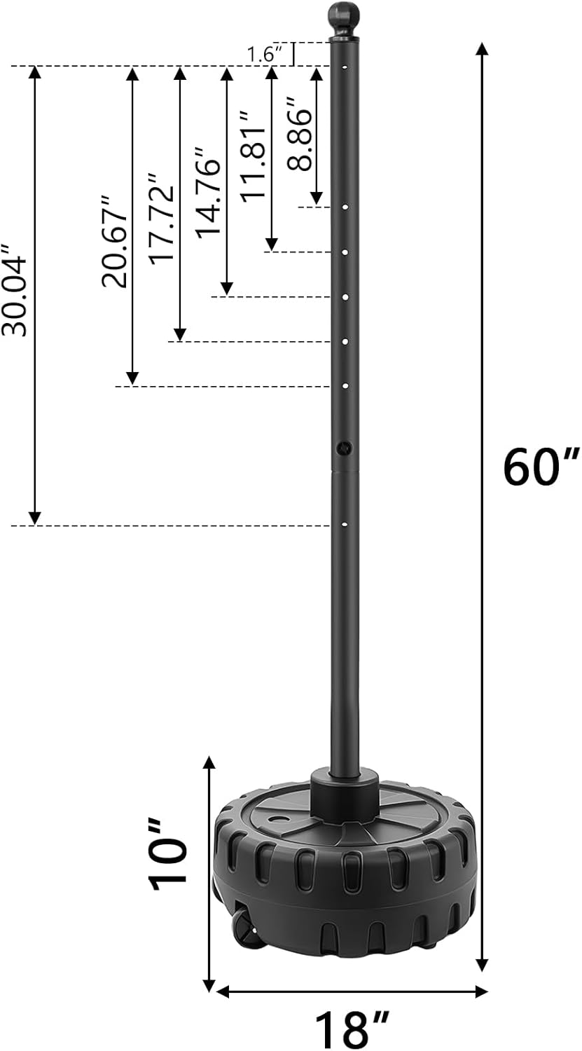 Portable Sign Post and Base Kit, 5 ft Heavy Duty Cast Iron Sign Pole with Hard Plastic Wheeled Base, Movable Signs Stand Easy to Use Portable Sign Holder for Traffic, Parking, and Safety Signs 2 Pack