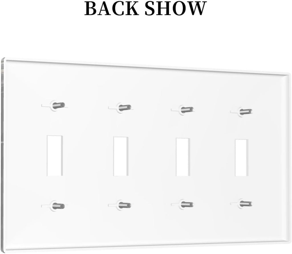 White Cat Tarot Moon Phases Moth Celestial Gothic Light Switch Covers Quad Toggle Electrical Faceplate 4 Gang Wall Plate Decorative Switch Plates Cover for Kids Room Bedroom Decor