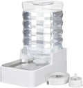 Dog Cat Water Dispenser: 8L White Upgraded Gravity Feeder with Stainless Steel Bowl - BPA-Free Large Capacity for Medium/Large Pets - Indoor & Outdoor Use
