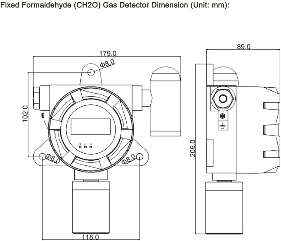 ATO Fixed Formaldehyde Gas Detector, 0 to 10/20/50/100 ppm (Signal Output: 4-20mA, Measuring Range:0-20 ppm)