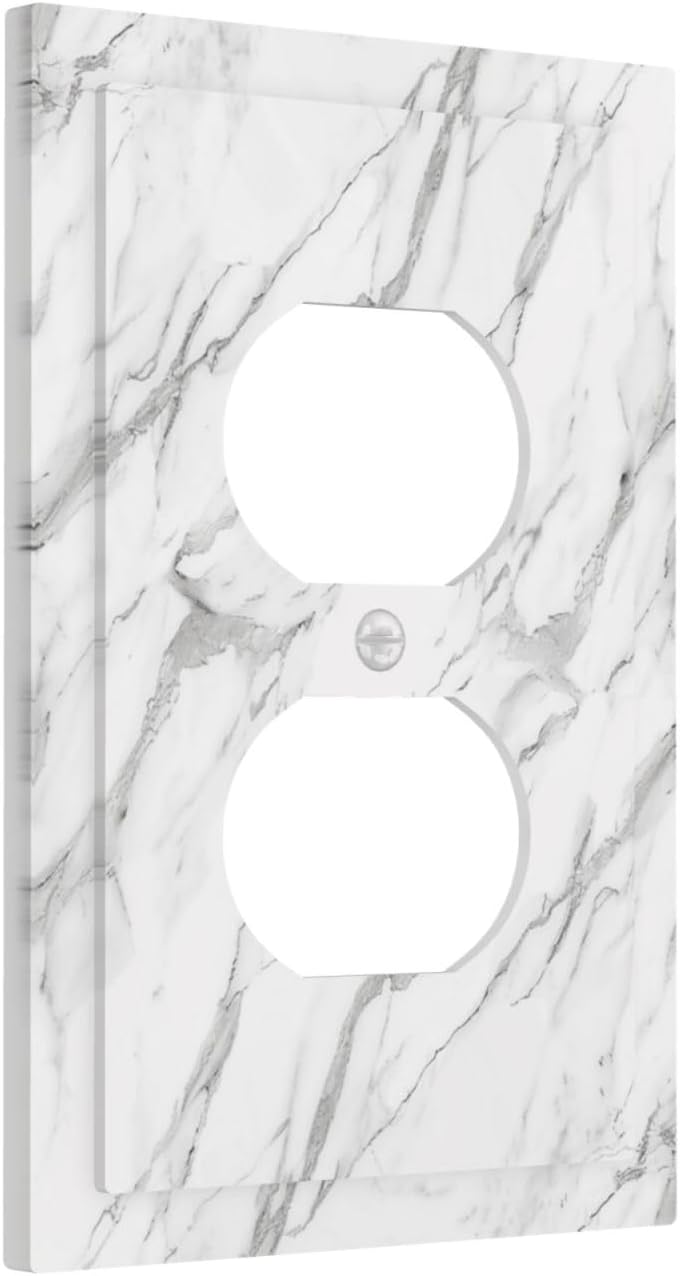 Decorative Outlet Covers Modern Grey Marble Texture 1 Gang Duplex Light Switch Cover Plate Unique Wall Plates for Electrical Outlets Switch Plate Covers for Bedroom Kitchen Home Decor