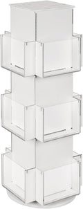 Natheeph Rotating Display Stand Greeting Card Display Wooden Display Rack with Two Card Sticker for Greeting Card Vendor Coffee Bag 3 Tier Tabletop Display Stand (White)