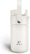 Kids Insualated Water Bottle with Straw - 12oz Stainless Steel Water Bottle with Dual Spouts, Leak-Proof, BPA-Free, Double Wall Vacuum Keeps Cold for 24 Hours for Sports, Travel, School (Cream Moon)