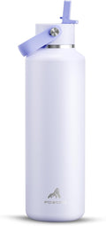POWCAN 24 oz Slim Insulated Water Bottle: Leakproof, Lightweight, Cold for 24H, Double Walled Stainless Steel Water Bottle with Straw for Travel, Hiking, Biking, Sport, Outdoors (Lupine Haze)