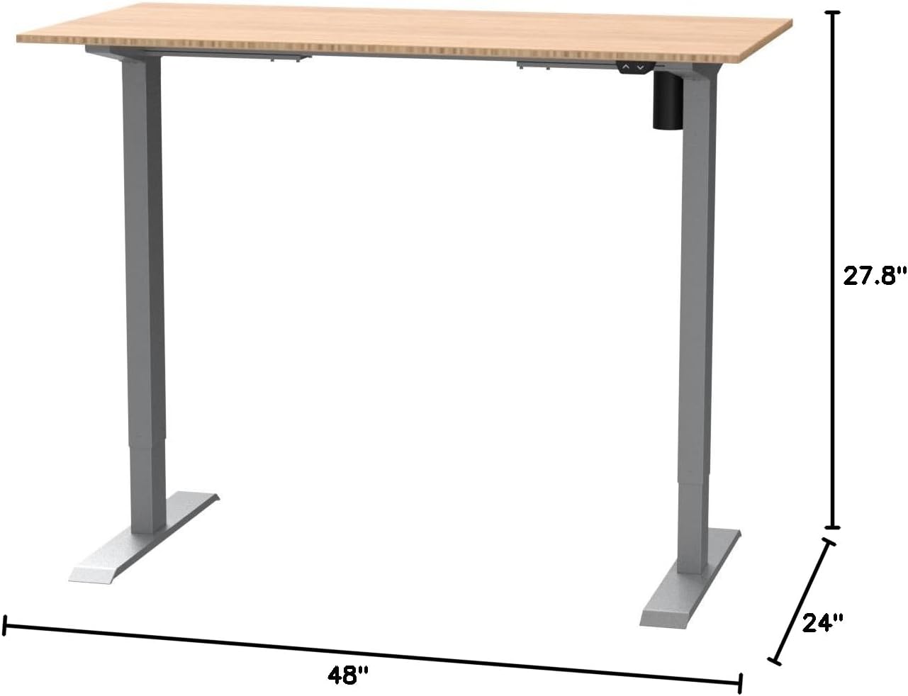 FLEXISPOT EN1 Bamboo Standing Desk, 48 x 24 Inches Whole-Piece Electric Height Adjustable Desk (Silver Frame + Bamboo Top, 2 Packages)