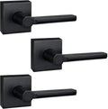 3 Pack Dummy Door Levers in Matte Black, Heavy Duty Interior Handle Lock for Closet Pantry, Non-Turning, Single Sided, Reversible for Left/Right Hand