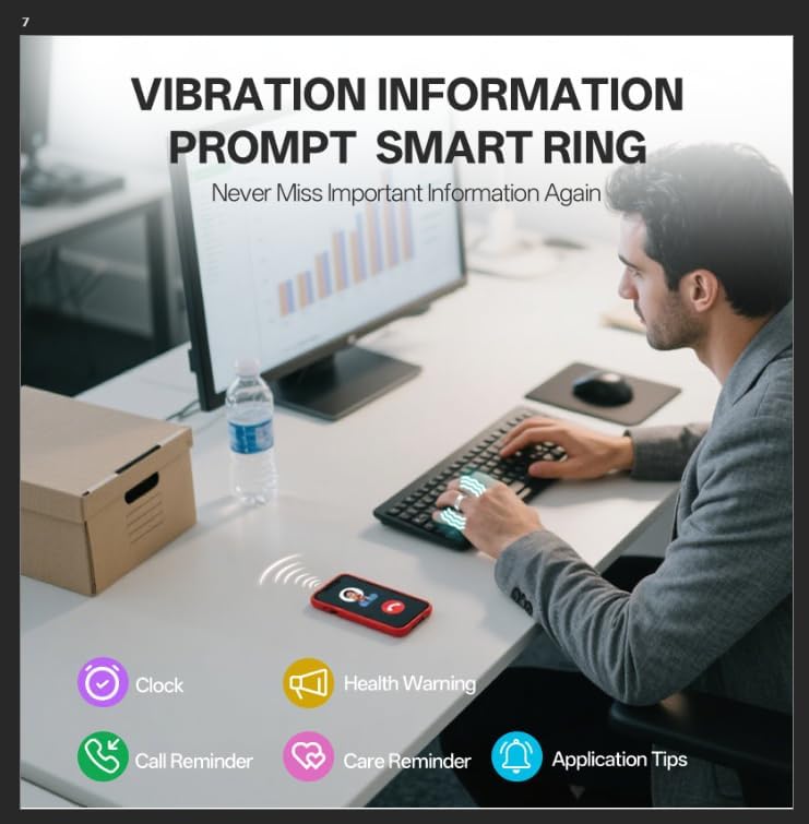 Smart Ring with Vibration Alerts, health tracker ring with Body Temperature Monitor, Heart Rate, Sleep & Fitness Tracking, Waterproof Activity Ring for Men & Women, No App Fees (Gunmetal Gray, 13#)