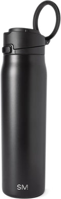 Simple Modern Mesa Loop Water Bottle with Covered Straw and Handle | 30oz Cup Holder Friendly Insulated Stainless Steel Bottles for Travel, Sports and School | Midnight Black