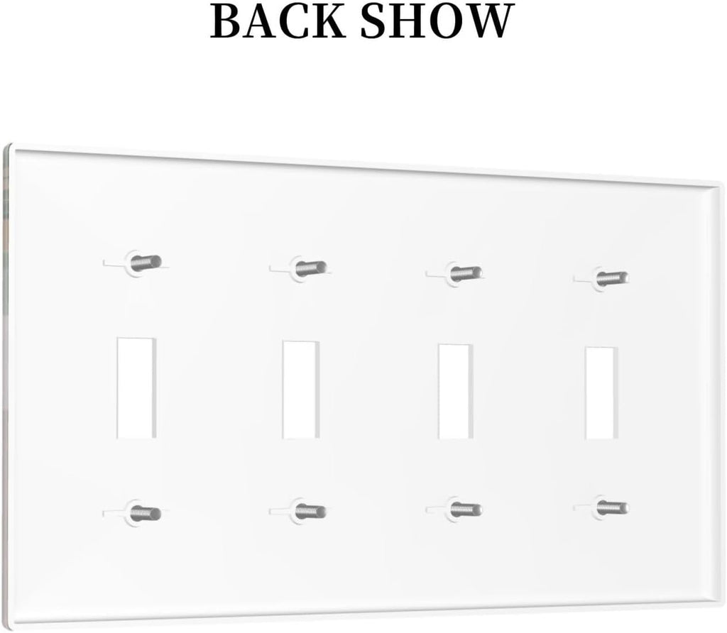 Decorative Light Switch Plate Covers Boho Mid Century Abstract Arch Green Leaves 4 Gang Light Switch Cover Plate Quad Toggle Wall Plate Outlet Covers for Bedroom Home Decor