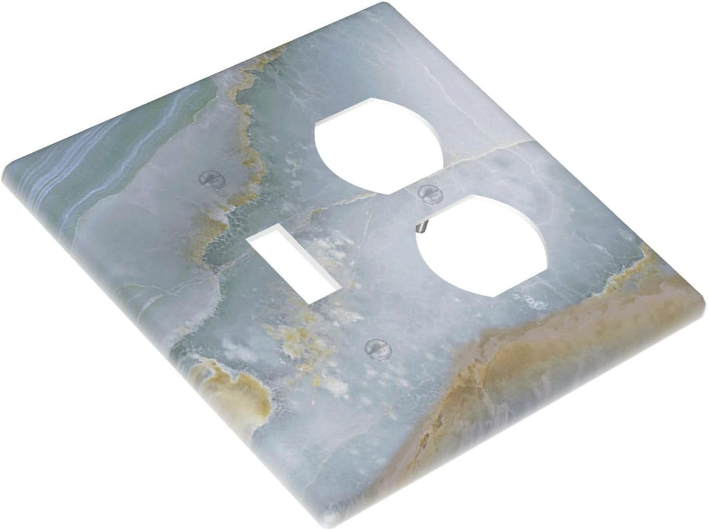 Wallplates Colored Art Marble Golden Line 1 Toggle 1 Duplex Switch Plate Electrical Gfci Faceplate Decorative Light Switch Covers For Bathroom Kitchen Decor