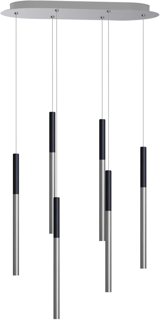 ALTAIR 6 Mini Pendant Lighting Black-Nickel - LED Hanging Light Fixture for Kitchen Island, Bar, Foyer - Cluster Pendants - Dimmable, Adjustable Wire, Lamp Bulb Included
