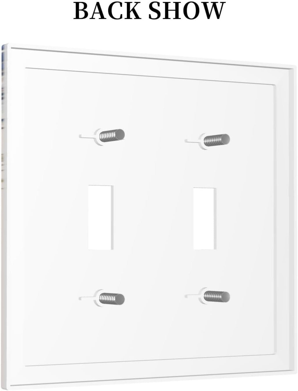 Decorative Light Switch Cover Plate Rustic Blue White Flowers Floral Penoy 2 Gang Wall Plate Oversized Double Toggle Two Switch Wall Cover Plate Dual Device Face Plate