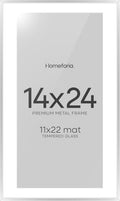 Homeforia 14x24 Picture Frame Silver, High End Metal 14x24 Frames with Mat 11x22 for Photo, 14 x 24 Silver Poster Frame Matted to 11 x 22 Print, 24x14 Hanging Frame, Tempered Glass, Wall Kit, Set of 1