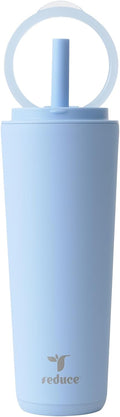REDUCE Halo 24 oz Stainless Steel Vacuum Insulated Tumbler - Spill Proof Travel Mug with Flip Handle Lid - Keeps Drinks Cold for 32 Hrs - Dishwasher Safe - Cupholder Friendly - Glacier