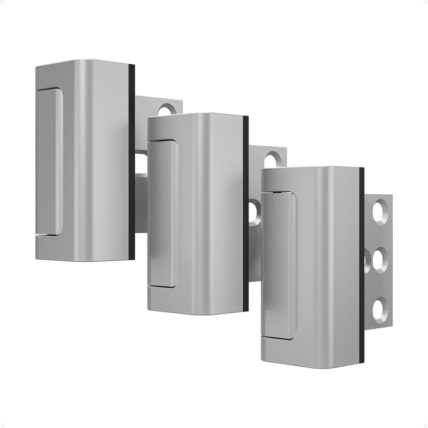 3 Pack Home Security Door Reinforcement Lock, Childproof Safety Door Lock Latch Stopper, Removable Screw-Mounted, Prevent Home Unauthorized Entry, Aluminum Construction, Withstands 800 lbs