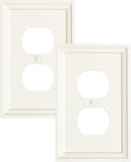 2-Pack Duplex Outlet Cover, Natural Bamboo Fiber Switch Plates and Outlet Covers, Light Almond Decorative Wall Plates for Electrical Outlets, 1 Gang Receptacle Cover, Corrosion Resistant
