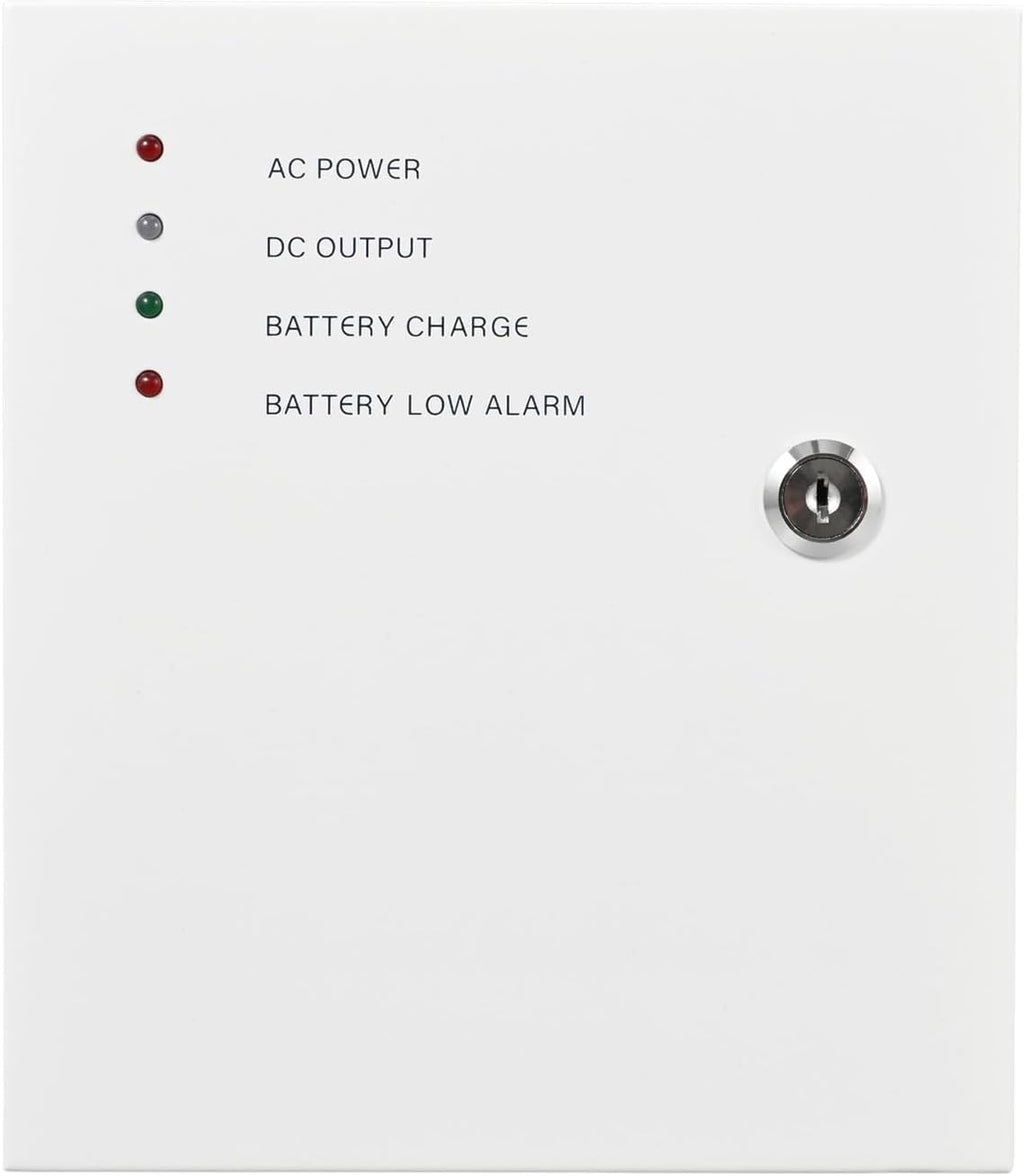 Access Control Power Supply Controller, 100V-240V AC to DC 12V/14V 5A, Adjustable Delay 0-15s, Metal Case with Battery Backup Charging & LED Indicators, for Door Locks, Intercoms, Access Systems