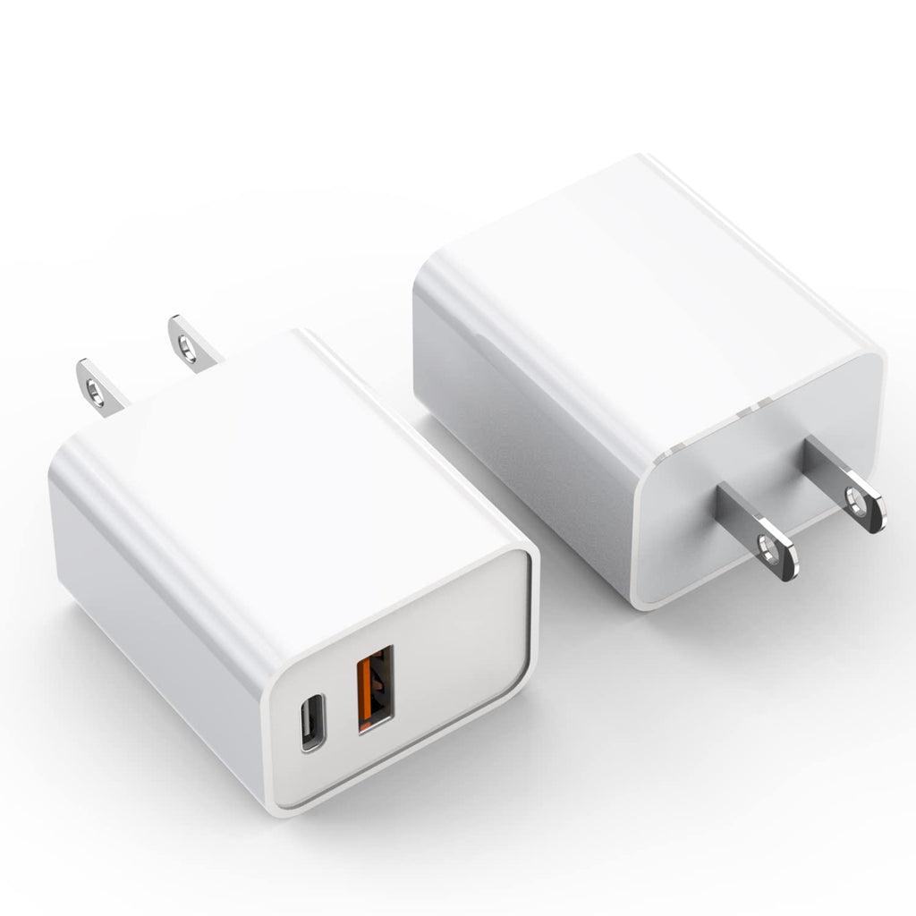 iPhone 17/16 Charger Block, 2Pack 20W Dual Port PD Fast USB C Wall Charger Adapter + USB A Quick Charging Brick Plug Compatible with iPhone Air/17/16/15/14/13/12/11/Pro Max/Plus/XS/XR/X,iPad,AirPods