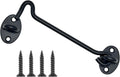 4 Pack 6" Hook and Eye Gate Latch, Stainless Steel Rust-Resistant Barn Door Lock Cabin Hooks for Gate Shutters Window Slide Barn Shed Cabinet Bathroom, with 16pcs Screw,Black