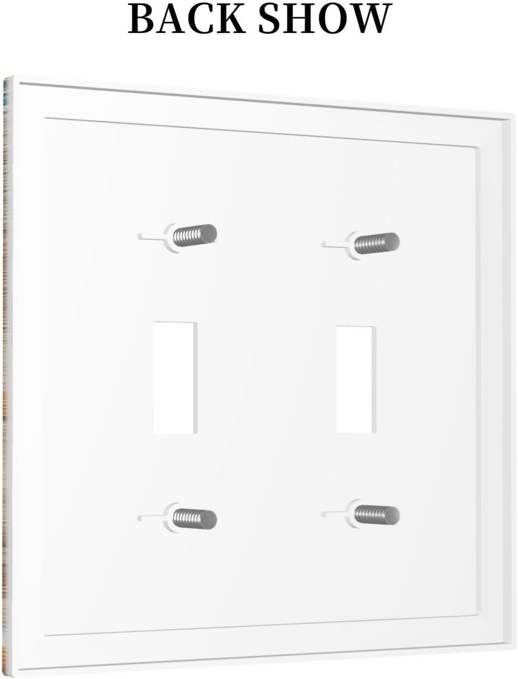 Decorative Switch Plates Blue Wood Grain Beach Shell Starfish 2 Gang Double Toggle Outlet Light Switch Cover Wall Plate Electrical Faceplate for Bathroom Farmhouse Decor