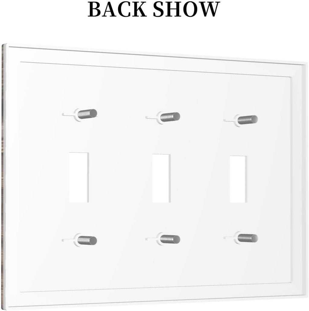 Decorative Switch Plates Rustic Brown Wood Pattern Splice Plank 3 Gang Wall Plate Triple Toggle Light Switch Cover Faceplate Electrical Wall Panels For Farmhouse Cabin Decor