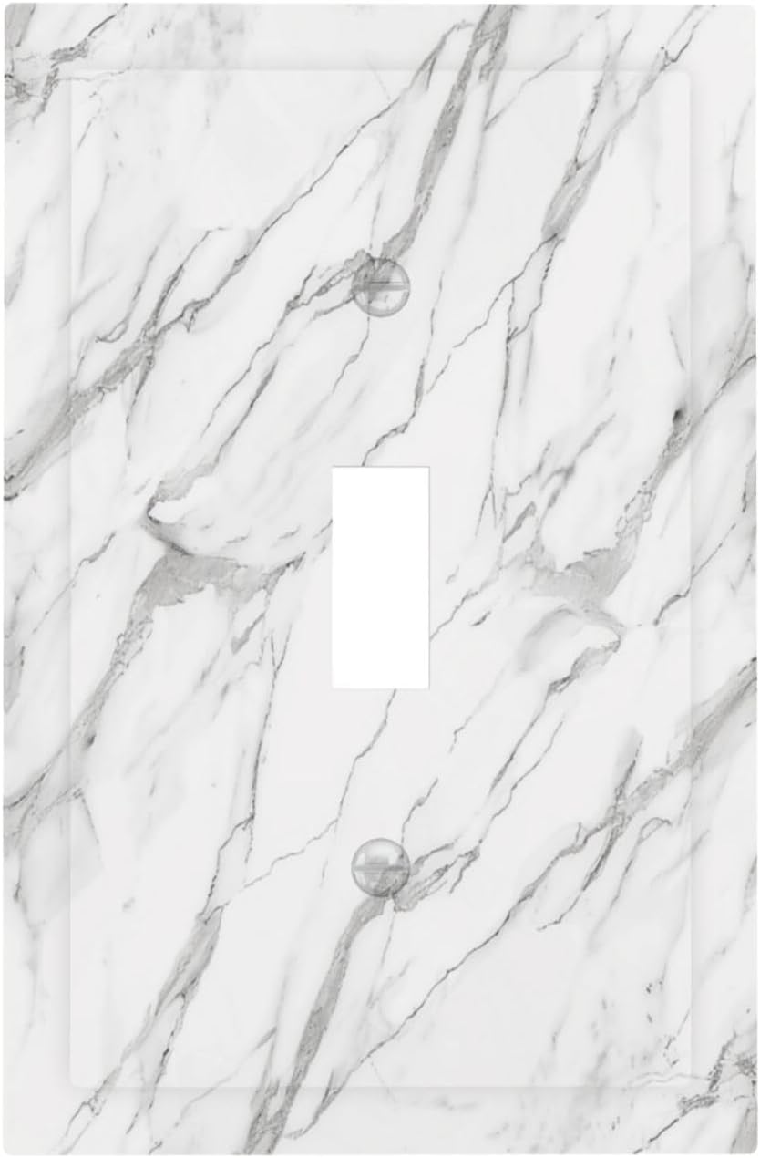 Decorative Light Switch Cover Plate Modern Grey Marble Texture 1 Gang Single Toggle Wall Plates for Electrical Outlet Covers Switch Plate Covers Faceplate for Bedroom Kitchen Decor