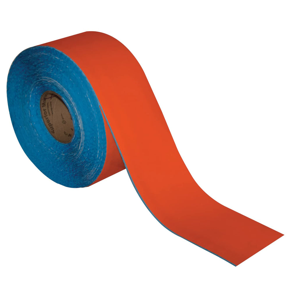 SmartSign Orange 4 inch x 100 feet Floor Marking Tape, 32 mil Vinyl Floor Tape, Superior Mark Industrial Use Safety Tape with Beveled Edges, Strong Adhesive, for Gym/Warehouse/Courts