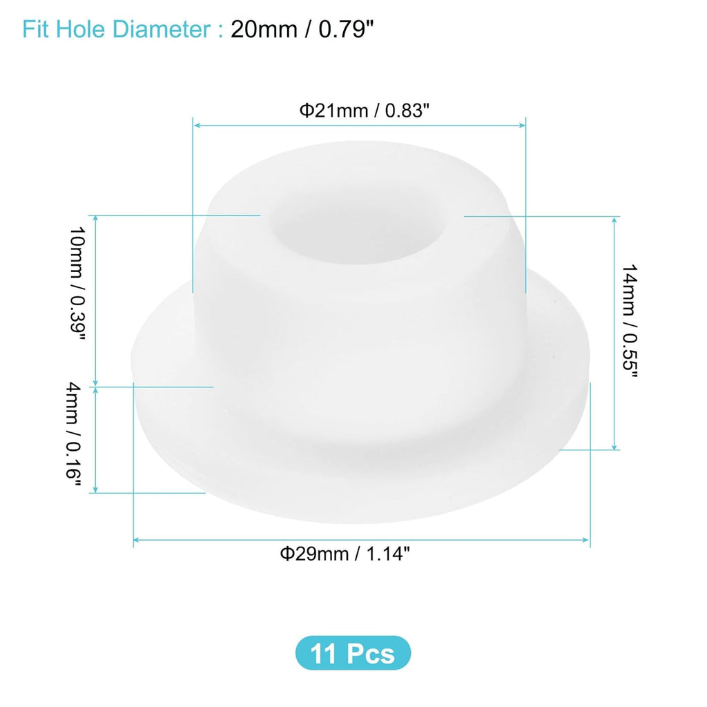 uxcell 11Pcs Silicone Hole Plug, Waterproof Round Rubber Stoppers Bottle Seal Plugs Tube Pipe End Caps for 20mm/0.79" Hole for Bathtub Bottle, White