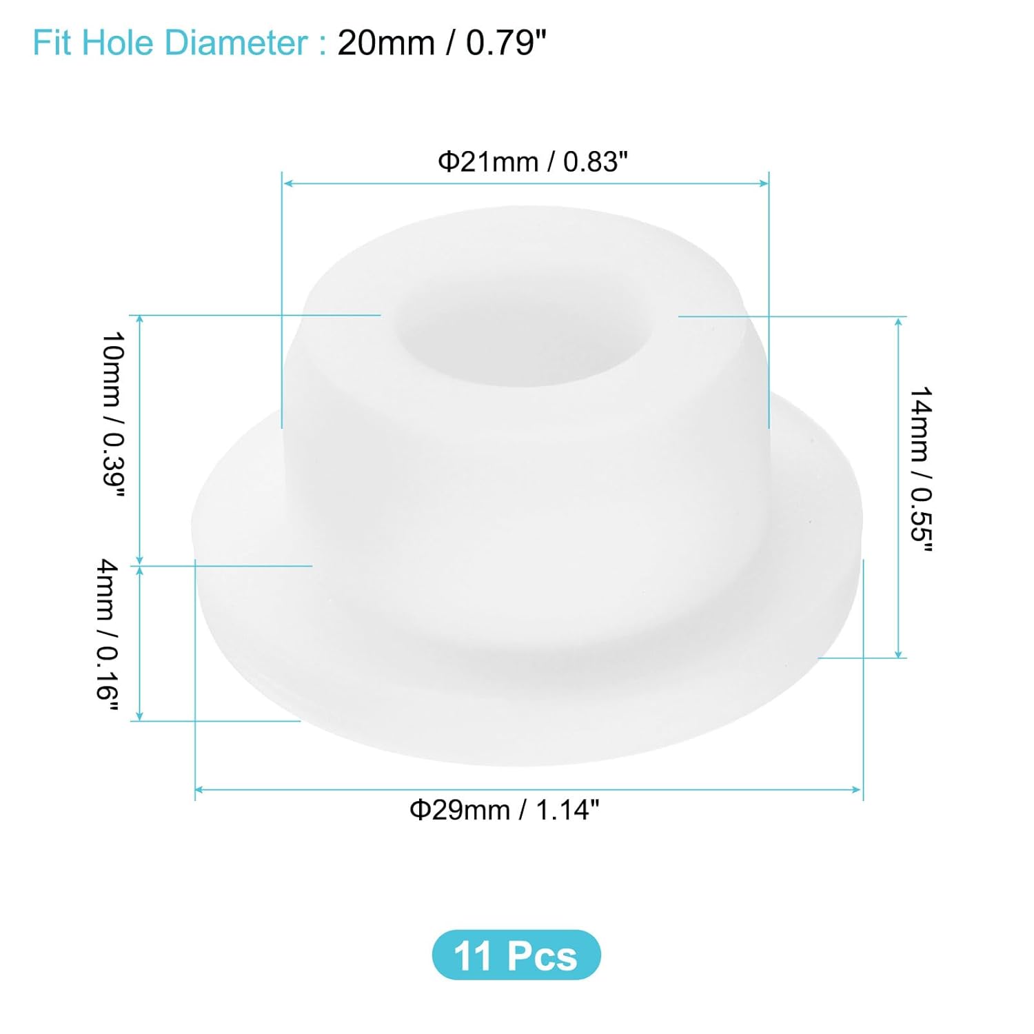 uxcell 11Pcs Silicone Hole Plug, Waterproof Round Rubber Stoppers Bottle Seal Plugs Tube Pipe End Caps for 20mm/0.79" Hole for Bathtub Bottle, White