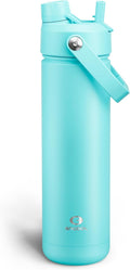 ENCOOL Insulated Water Bottle with Straw Stainless Steel Water Bottle, Leak-Proof, BPA-Free, Double Wall Vacuum Keeps Cold for 24 Hours for Sports, Travel, School (26 oz, Aquamarine Blue)
