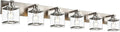 6-Lights Brushed Nickel Bathroom Light Fixture Over Mirror, Modern Wall Sconce with Clear Glass Shades, E26 Bulb Base Vanity Lighting for Over Mirror Kitchen