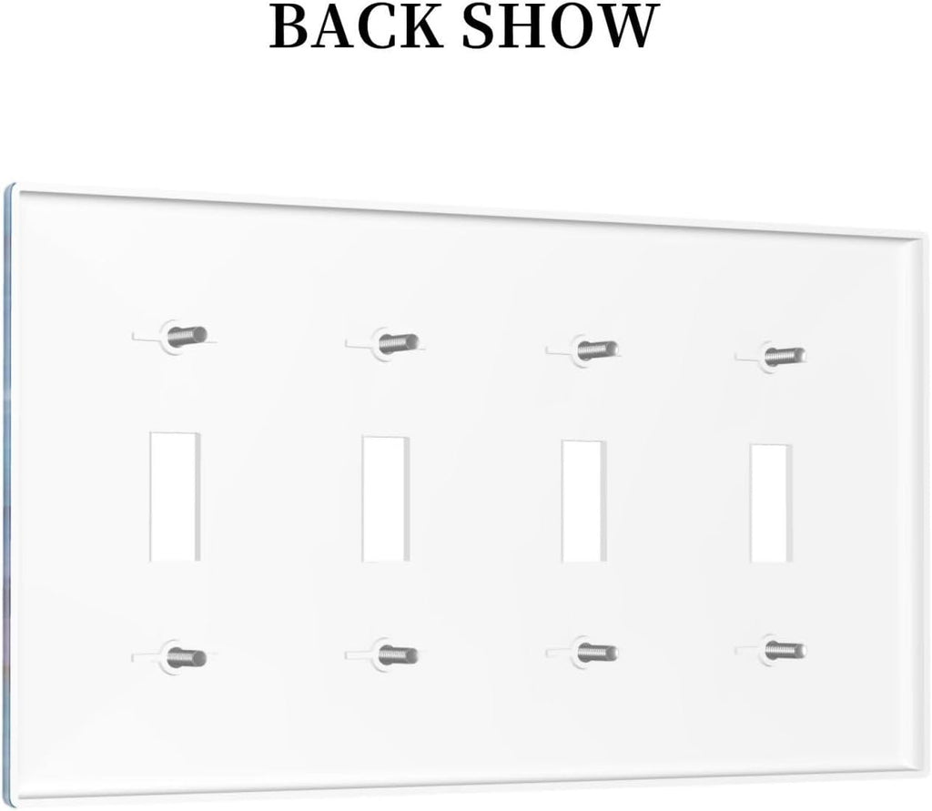 Decorative Light Switch Plate Covers Abstract Blue Purple Gold Marble Texture 4 Gang Light Switch Cover Plate Quad Toggle Wall Plate Outlet Covers Faceplate for Bathroon Kitchen Decor