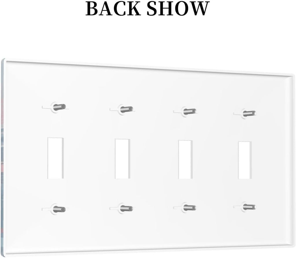 Light Switch Cover Plate Colorful Watercolor Flowers Wildflower Plants 4 Gang Quad Toggle Wall Plate Electrical Outlet Cover Decorative Switch Plate Covers for Bathroom Home Decor