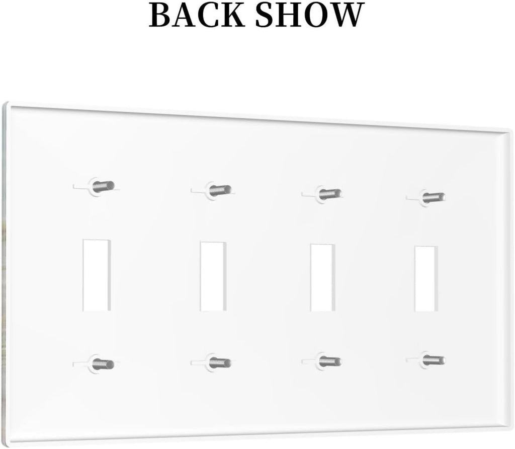 Light Switch Covers Beach Ocean Lighthouse Seashells Quad Toggle Electrical Faceplate 4 Gang Wall Plate Decorative Switch Plates For Bed Room Living Room Decor