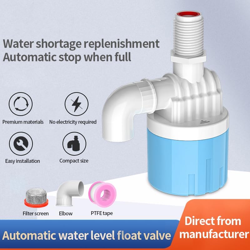 2 Pack 1/2 Float Valve for Water Tank,Aquapulse Water Float Automatic Water Level Control Aqua Pluse Trough Blue Plastic Float Valve Switch for Pool,Pond,Livestock(Top inner)