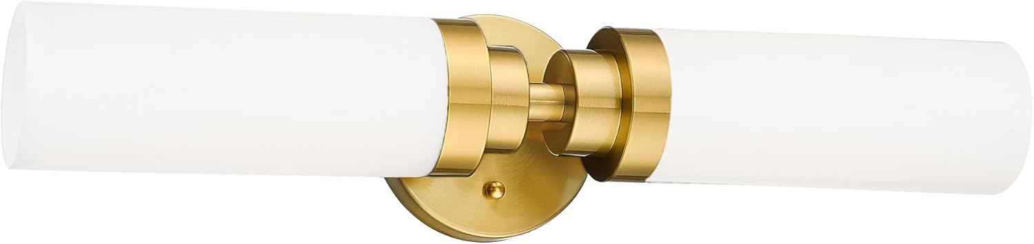 Emak Modern 22 Inch Bathroom Light Fixtures Over Mirror, Brushed Gold Vanity Light Bar with Milk Glass Shade, 2-Light Bathroom Wall Sconce, VL085-BGD-ML-2