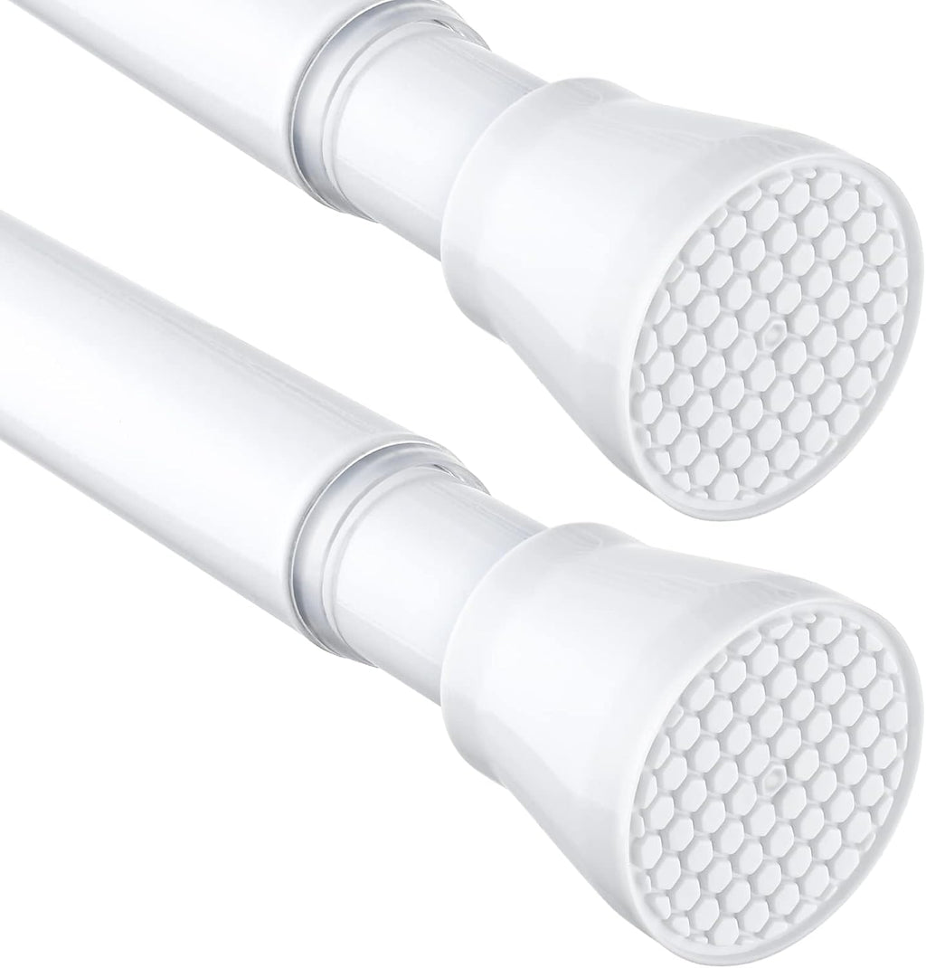 2 Pack White Tension Curtain Rod 42-73 Inch Shower Rod 7/8" Shower Curtain Rod Adjustable Spring Curtain Rods No Drilling Spring Rod Shower Curtain Tension Rod for Bathroom Windows Doorways