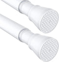 2 Pack White Tension Curtain Rod 42-73 Inch Shower Rod 7/8" Shower Curtain Rod Adjustable Spring Curtain Rods No Drilling Spring Rod Shower Curtain Tension Rod for Bathroom Windows Doorways