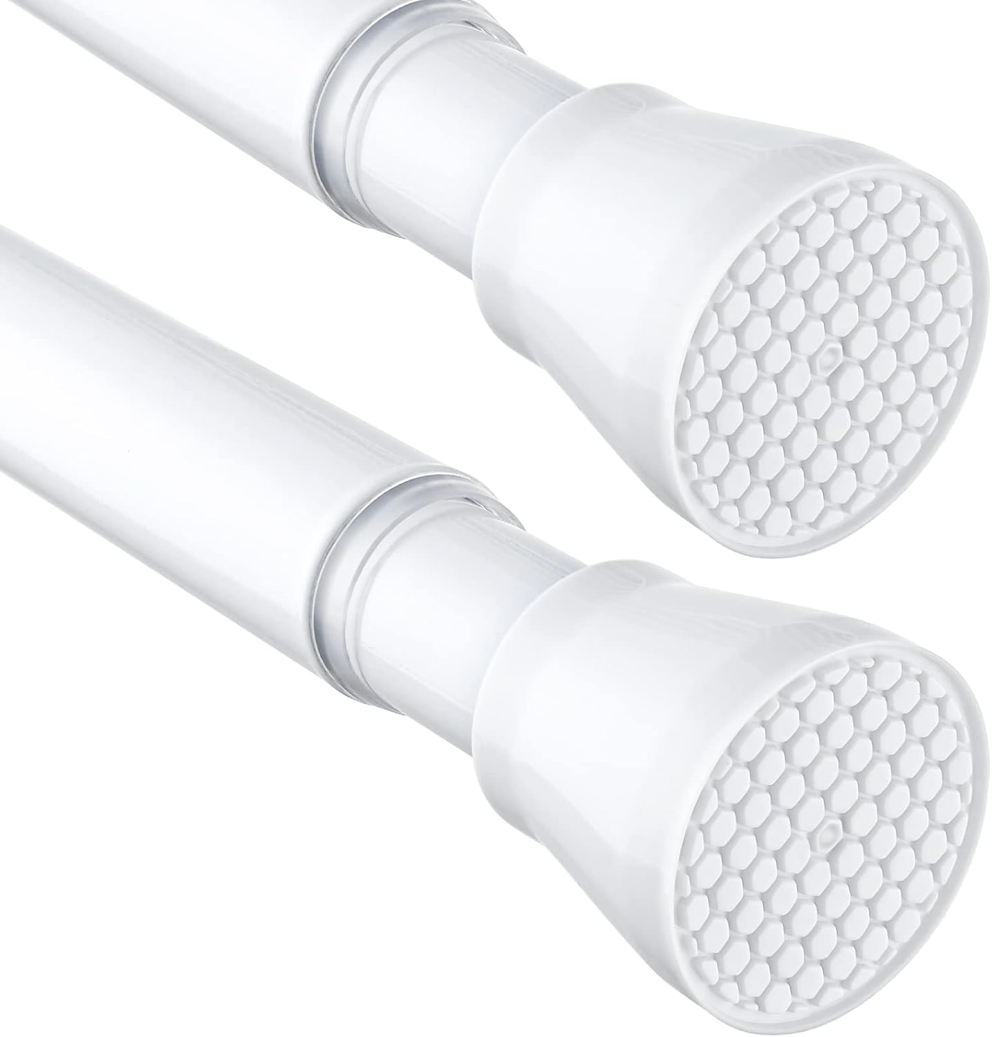 2 Pack White Tension Curtain Rod for Windows 28 to 48 inch, Adjustable Expandable Pressure Spring Curtain Rod No Drilling, 7/8" Curtain Rod for Bedroom Doorway Closet Door
