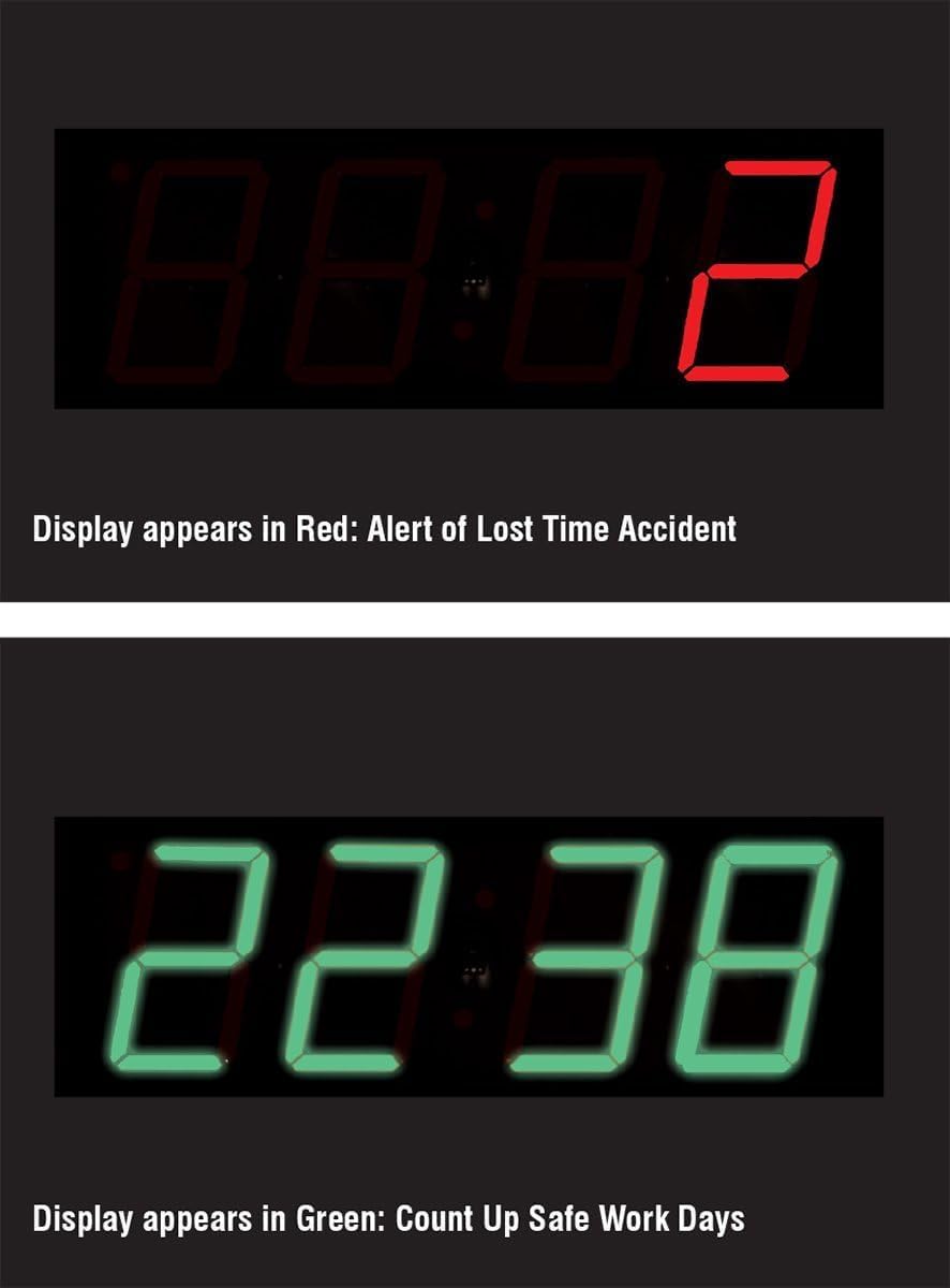 Accuform SCK104 Aluminum Digi-Day2 Electronic Safety Scoreboard, WE Have Worked #### Days Without A Lost TIME Accident - Green Safe/RED Accident"