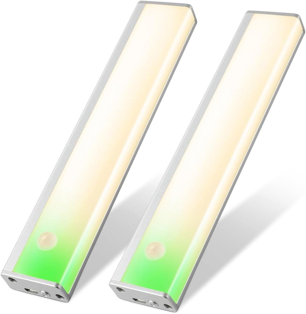 Under Cabinet Light LED Rechargeable Battery Operated Motion Sensor Light Indoor 2 Pack Magnetic Closet Lights Wireless Under Counter Lights for Kitchen, Stairs,Motion Activated Light Bar 20cm