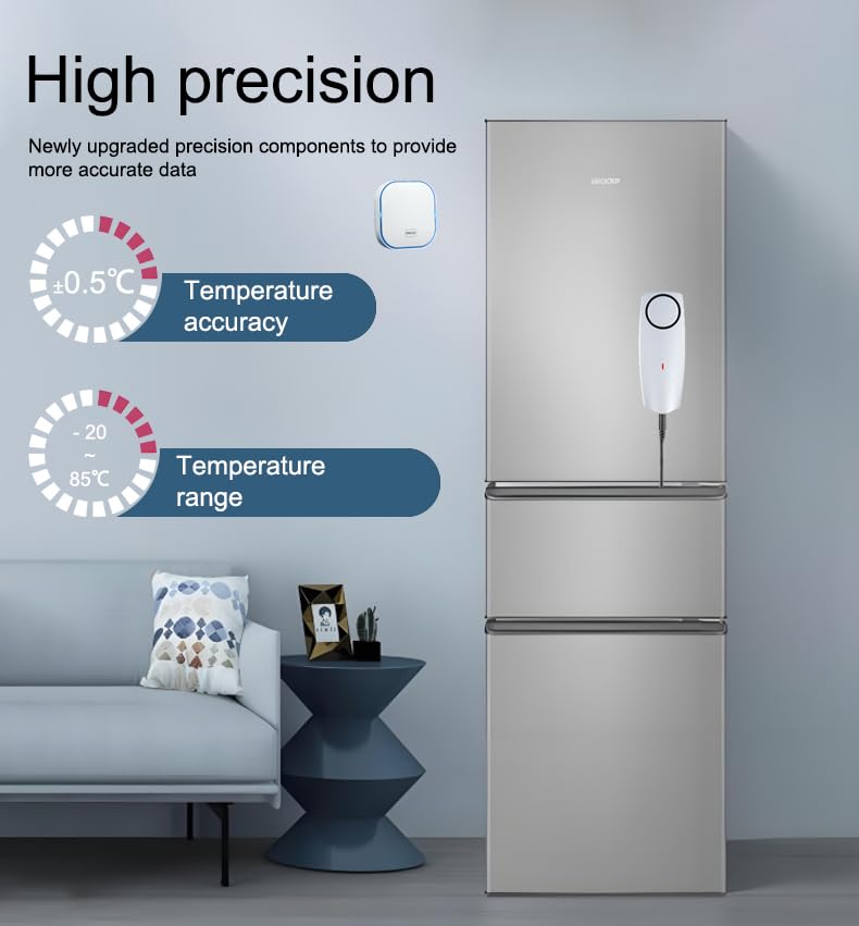 PHOVOLT Zigbee Refrigerator Thermometer:App Notification, Data Record Export, Fridge Thermometer with Probe for Refrigerator, Freezer, Hot Tub.Hub Required