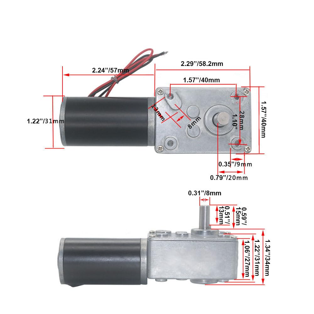 BRINGSMART 24V 5rpm DC Worm Gear Motor 70kg.cm Self-Locking Reversed Mini Turbine Geared Motor for DIY Robot Rotating Table Door Lock Curtain Machine