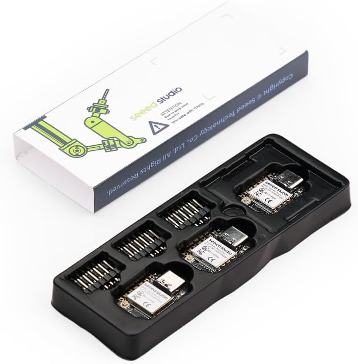 XIAO ESP32S3 3PCS Pack- 2.4GHz WiFi, BLE 5.0, 8MB PSRAM, 8MB Flash, Dual-core, Battery Charge Supported, Power Efficiency and Rich Interface, Ideal for Smart Homes, IoT, Wearable Devices, Robotics.