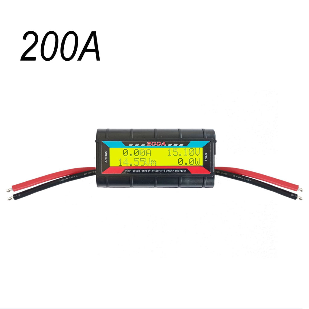 200A RC Watt Meter, High Precision Power Analyzer, DC 0-60V Volt Amp Watt Checker Tester, with Digital Yellow LCD Screen- for Voltage, Current, Power, Charge and Energy Measurement