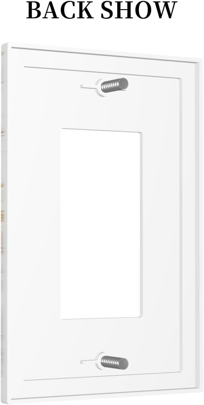 Luxurious Marble Abstract White Gold Tile Modern Simplicity Decorative Outlet Covers 1 Gang Single Rocker Light Switch Cover Plate Wall Plates GFCI Faceplate for Bathroom Kitchen Decor